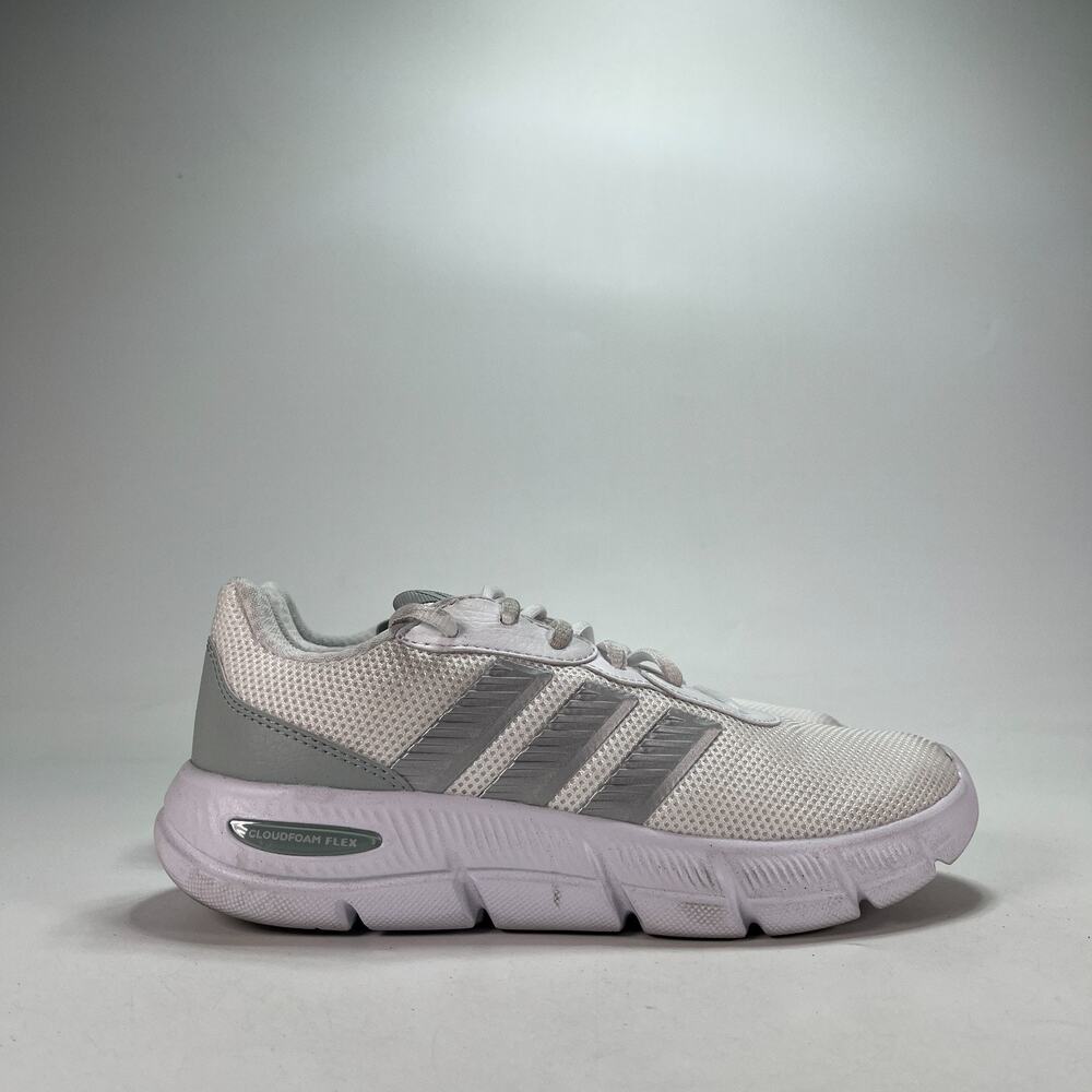adidas Cloudfoam Flex Laces White Grey Casual Walking Shoes JS4891 Womens Sz 6.5
